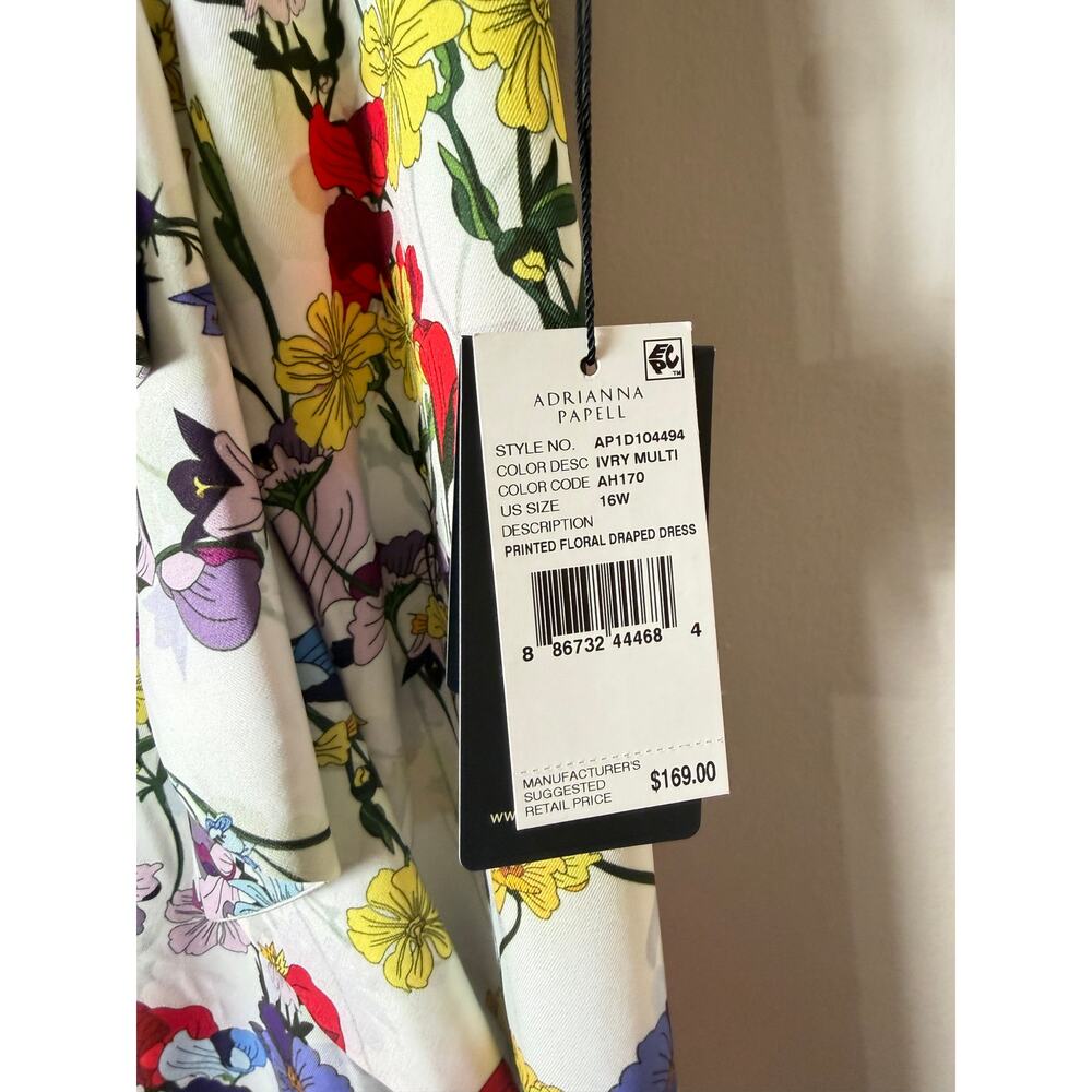ADRIANNA PAPELL NWT DRESS WEDDING GUEST COCKTAIL SHORT FLORAL GARDEN PARTY PLUS - Picture 4 of 13